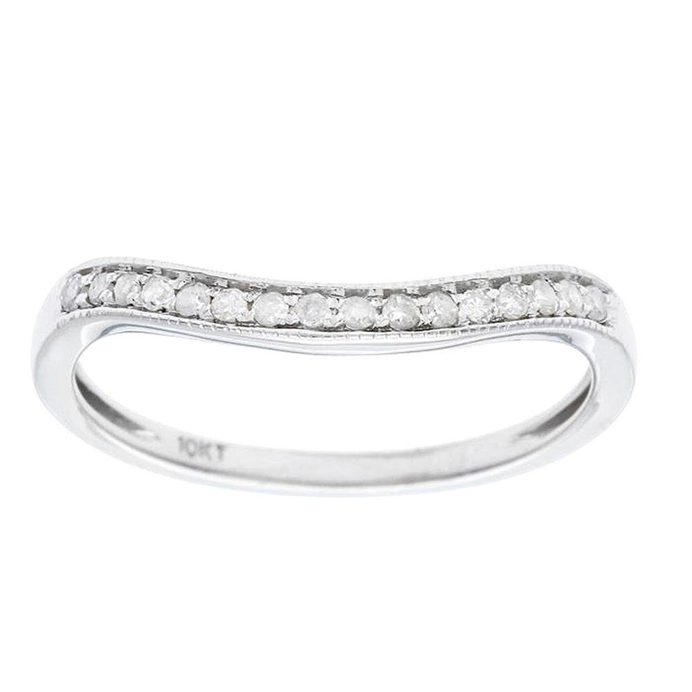 Viducci 10k White Gold Curved Diamond Wedding Band Guard (1/8 cttw, H-I Color, I1-I2 Clarity)