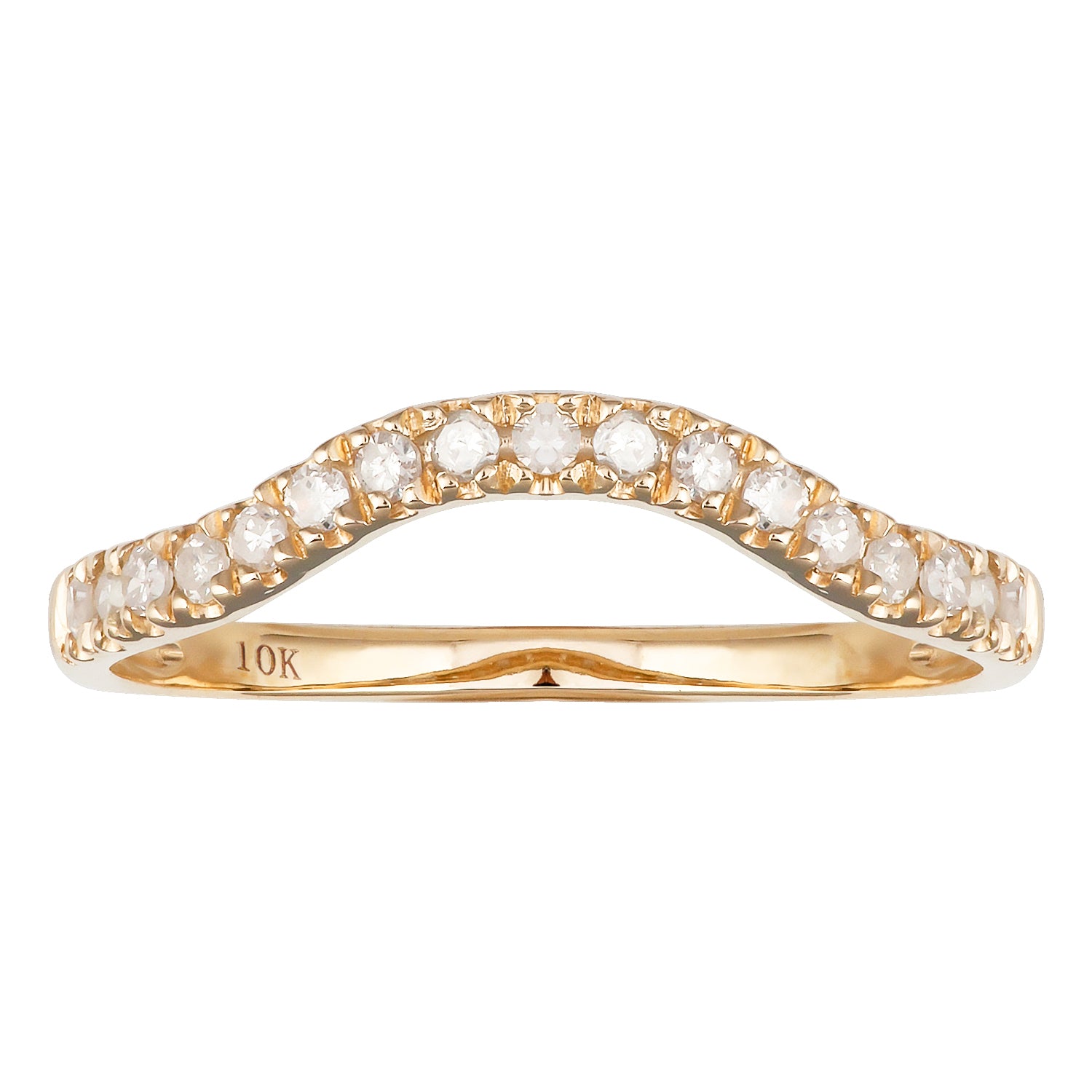 Viducci 10k Yellow Gold Curved Diamond Wedding Band (1/5 cttw, H-I Color, I1-I2 Clarity)