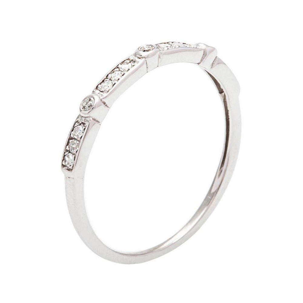 Viducci 10k White Gold Diamond Stackable Wedding Band (1/8 cttw, H-I Color, I1-I2 Clarity)