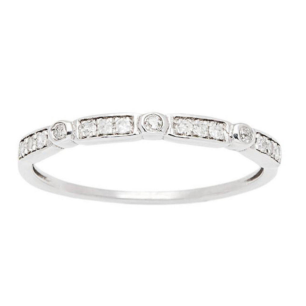 Viducci 10k White Gold Diamond Stackable Wedding Band (1/8 cttw, H-I Color, I1-I2 Clarity)