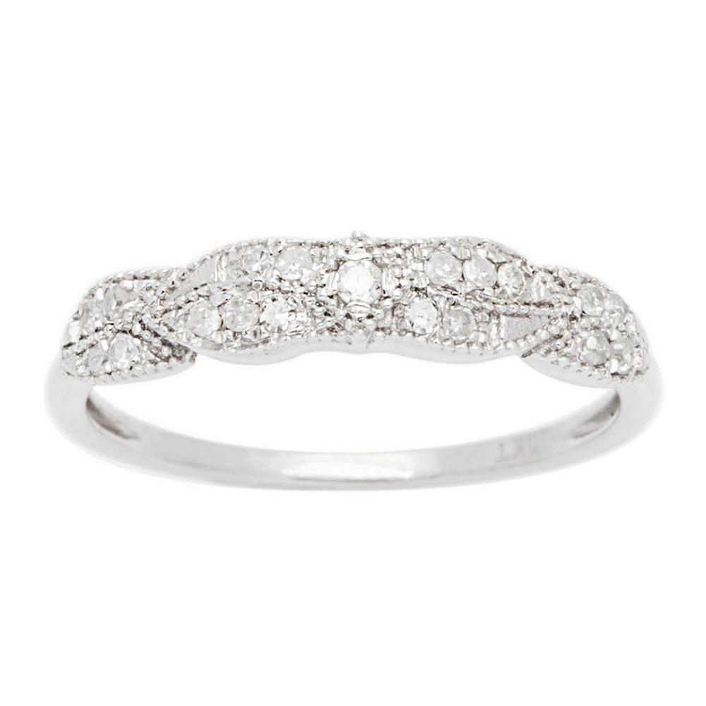 Viducci 10k White Gold Diamond Vintage Style Anniversary Ring (1/7 cttw, H-I Color, I1-I2 Clarity)