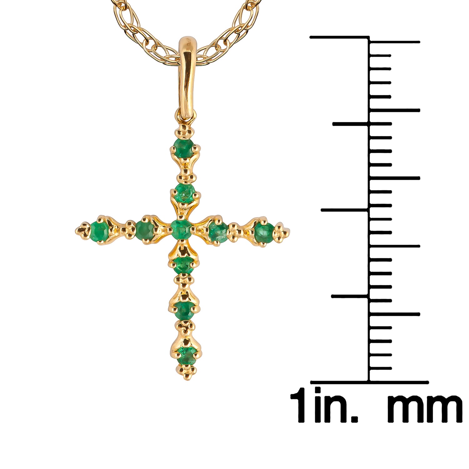 Viducci 10k Yellow Gold Genuine Emerald Cross Pendant Necklace