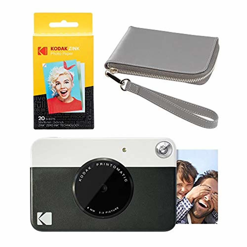 Kodak PRINTOMATIC Instant Print Camera (Black) Grey Wrislet Carrying Case Kit