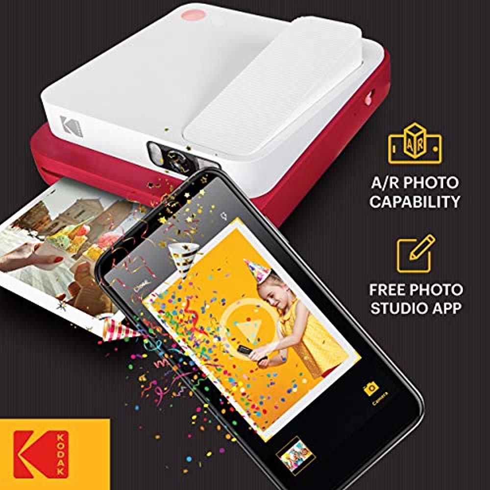 KODAK Smile Classic Digital Instant Camera with Bluetooth (Red) Stickers Bundle