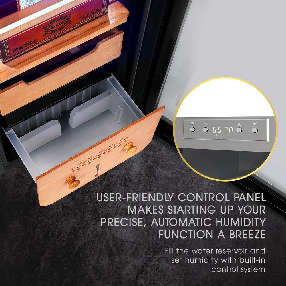 Schmck Schmécké 250 Cigar Humidor, Cigar Humidifier & Cigar Box with Cigar Hygrometer