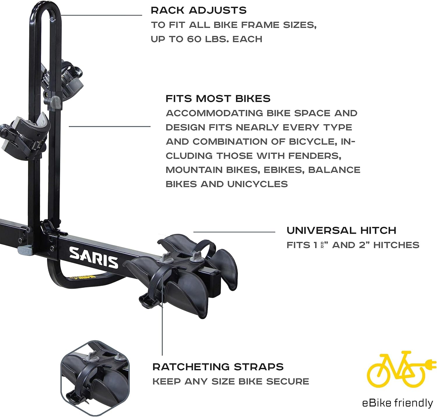 SARIS Freedom Hitch Bike Rack, Bike Rack for Car and SUV's, 2 Bikes