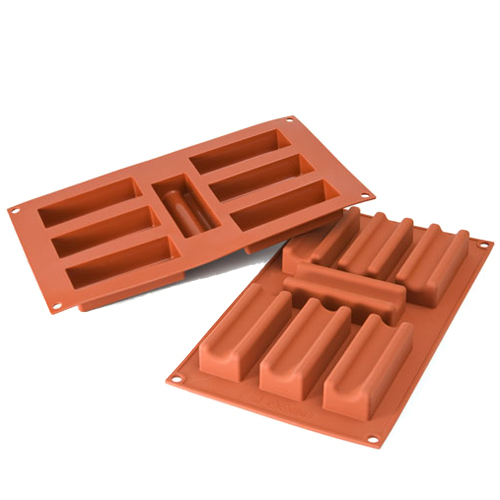 Silikomart Silicone Mold: Furrowed Log 1-3/8" x 3-3/4" x 15/16" High, 7 Cavities