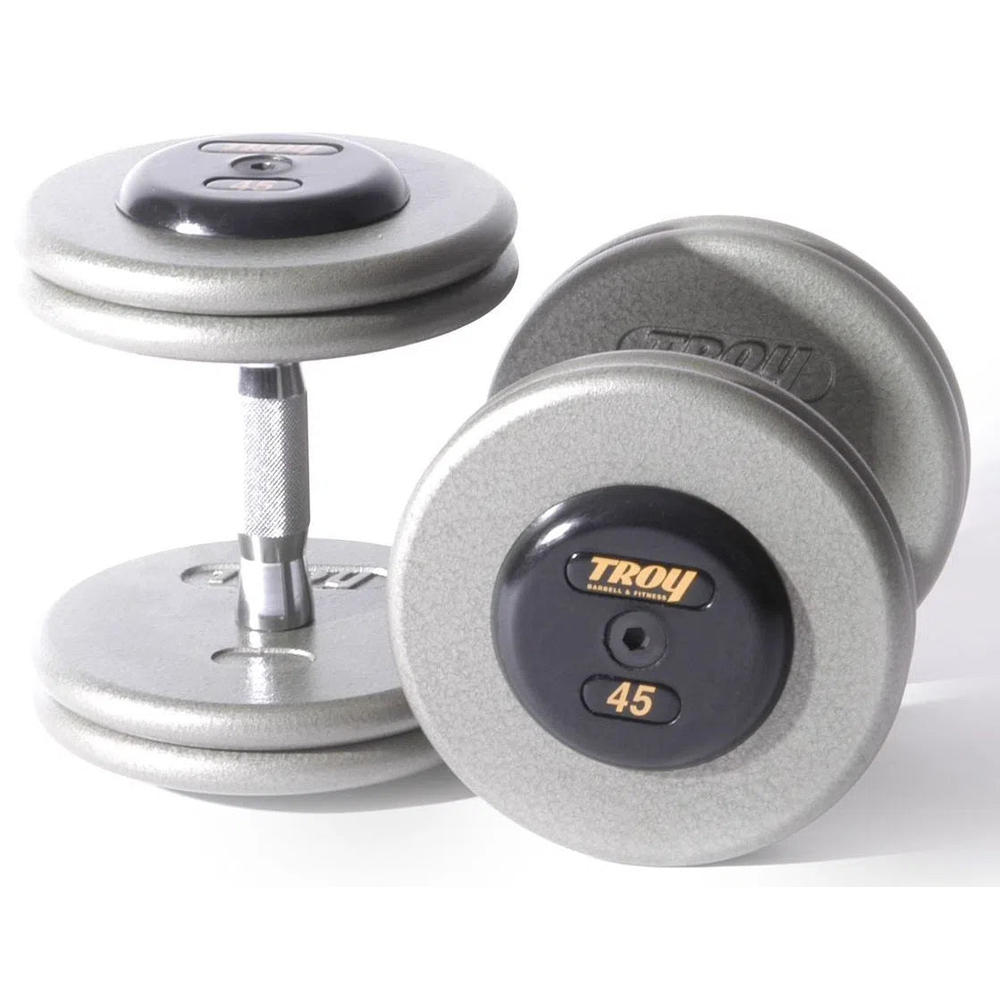 Troy Barbell Troy Gray Iron Pro-Style Round Dumbbell Set