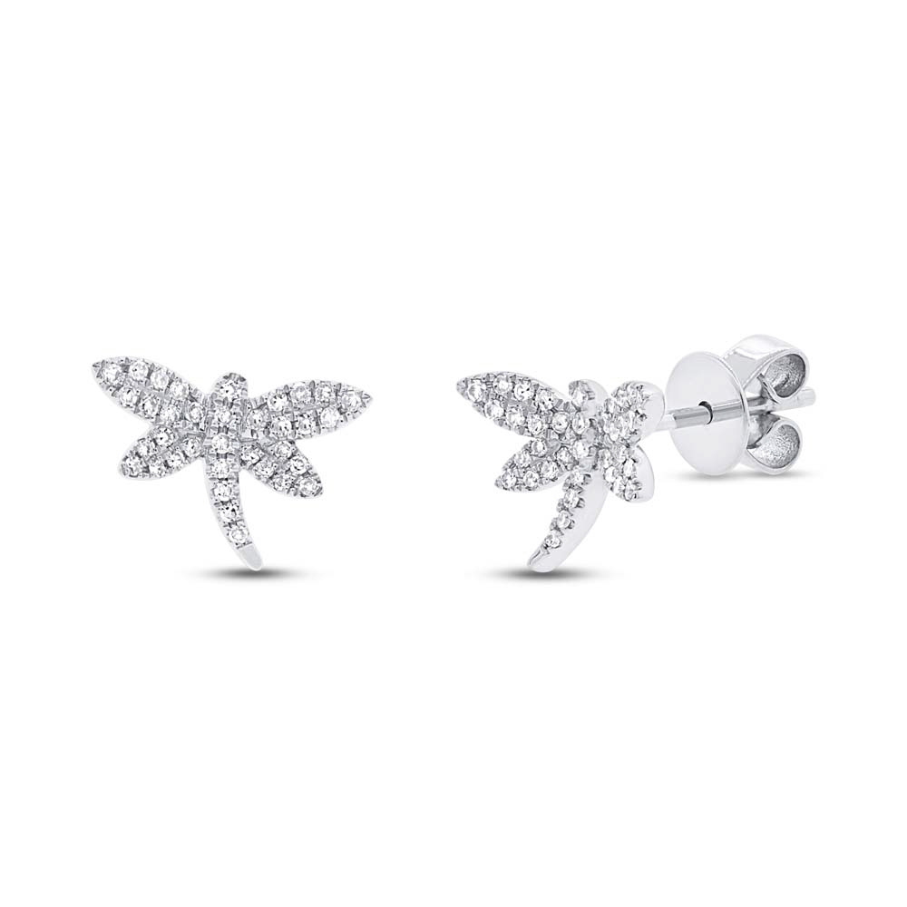 White Gold Dragonfly Earrings Allurez 0 17ct 14k White Gold Diamond Dragonfly Earrings