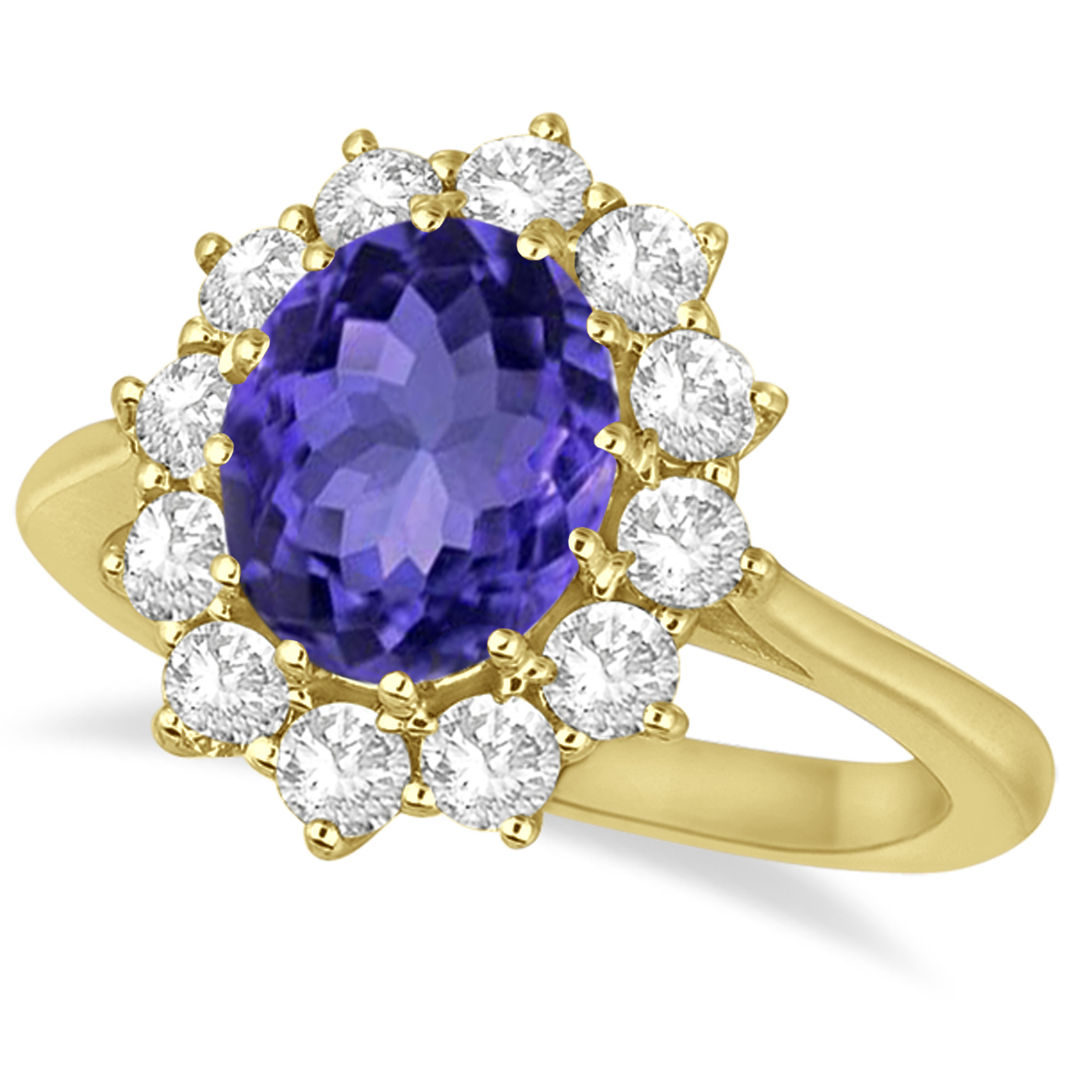 Allurez Oval Tanzanite And Diamond Lady Di Ring 14k Yellow Gold 3 60ctw
