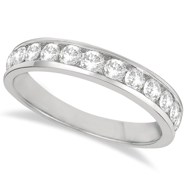 Allurez Channel-Set Diamond Anniversary Ring Band 14k White Gold (0.75ct)