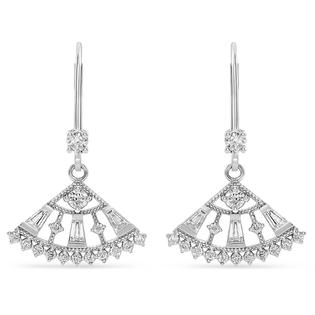 Allurez Diamond Lever Back Fan Earrings 14k White Gold 0 75 Ctw