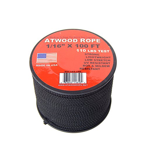 Atwood Rope MFG Atwood Rope 1/16 inch Microcord 100 foot spool, Mosquito  Cord, 2mm paracord, Micro Parachute Cord - BLACK