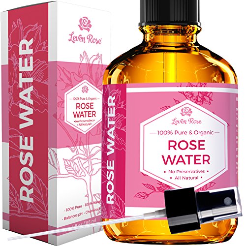 Leven Rose Rose Water Facial Toner by Leven Rose, Pure Natural Moroccan Rosewater Hydrosol Face Spray 4 oz