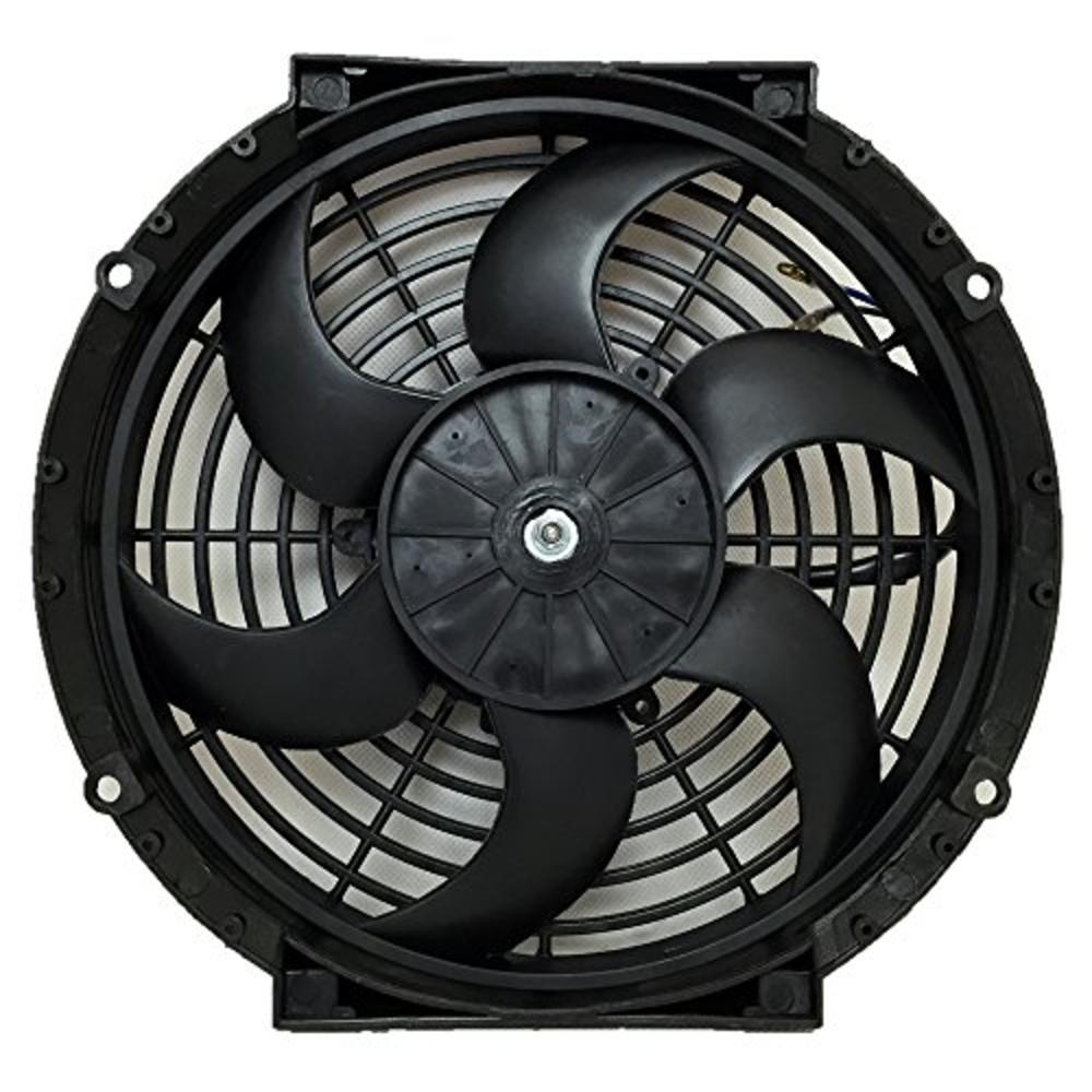 Upgr8 Universal High Performance 12V Slim Electric Cooling Radiator Fan with Fan Mounting Kit (10 Inch, Black)