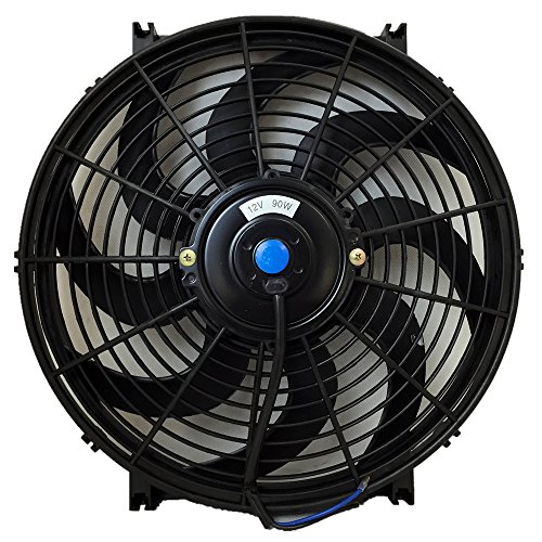 Upgr8 Universal High Performance 12V Slim Electric Cooling Radiator Fan with Fan Mounting Kit (14 Inch, Black)
