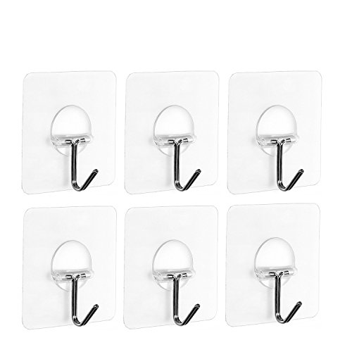 Rulaii Adhesive Wall Hooks Max 15lb Powerful Nail Free Transpa Reusable Heavy Duty Sticky Ceiling For Bath - How To Use Sticky Wall Hooks