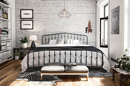 Novogratz Bushwick Metal Bed With, King Size Metal Bed Frame For Headboard And Footboard