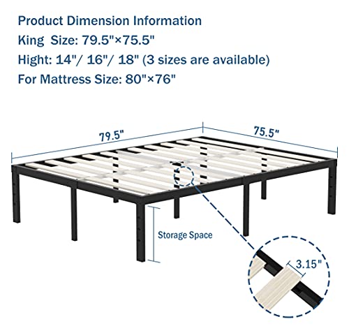 Homekb07s29z4pj Ziyoo King Size Bed Frame No Box Spring Needed 14 Inch Platform With Solid Wooden Slat For Mattress Foundation Support Ziyoo King Size Bed Frame No Box Spring, California King Bed Frame No Box Spring Needed
