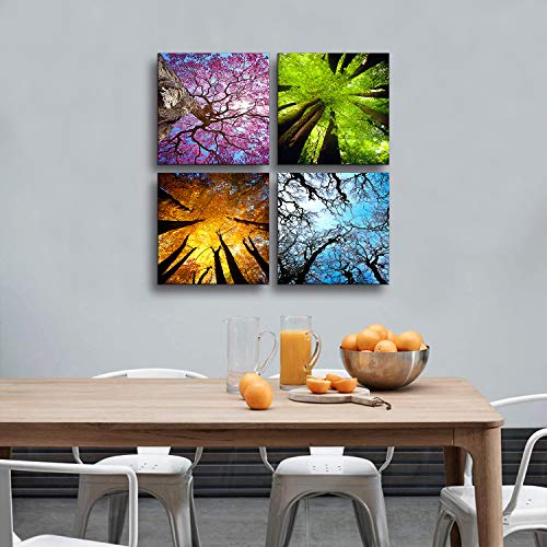 Mesese Art 4 Panels Canvas Wall Spring Summer Autumn Winter Four Seasons Landscape Color Tree Painting Picture Prints Modern - Panel Canvas Wall Art Frame Mesese Art 4 Panels Canvas Wall Spring Summer Autumn Winter Four Seasons Landscape Color Tree Painting Picture Prints Modern - Panel Canvas Wall Art Frame