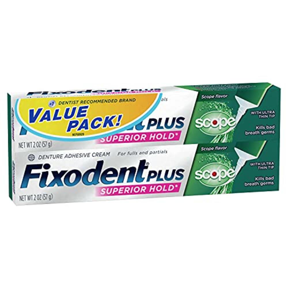 Fixodent Food Seal Plus Scope Denture Adhesive Cream Twin Pack, 2 Ounce (Packaging may vary)