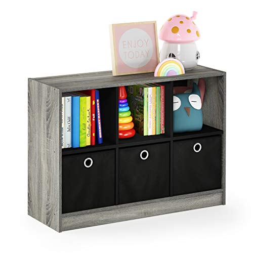 Furinno Basic 3x2 Bookcase Storage 3 X, Black Bookcase With Storage Bins