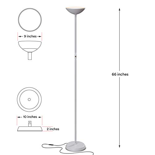 Brightech Skylite Led Torchiere Floor Lamp Bright High Lumen Uplight For Reading In Living Rooms Offices 3 Way Dimmable T Brightech Skylite Led Torchiere Floor, High Lumen Floor Lamp