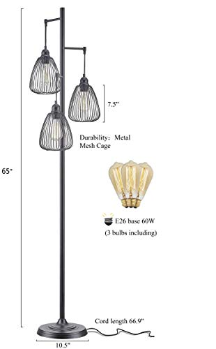 Leezm Black Industrial Floor Lamp For Living Room Modern Lighting Rustic Tall Stand Up Vintage Farmhouse Tree L Leezm Black Industrial Floor Lamp For, Black Rustic Floor Lamp
