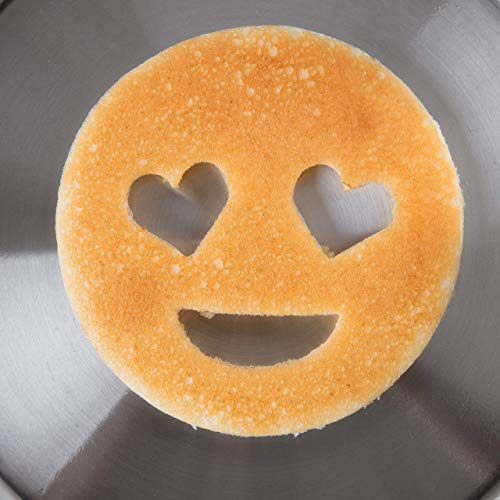 Good Cooking Emoji Pancake Molds and Egg Rings (4 Pack) for Kids AND Adults - Reusable Silicone Smiley Face Maker Doubles as Cookie Maker Set