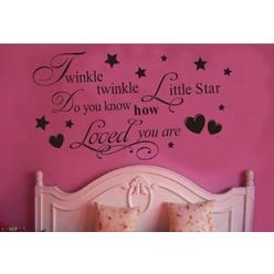 Decalgeek Twinkle Little Star Do You Know How Loved Are - Girls or Boys Room Kids Baby Nursery - Vinyl Wall Decal, Lettering Art Letters D