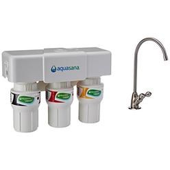 Aquasana 3-Stage Under Sink Water Filter System - Kitchen Counter Claryum Filtration - Filters 99% Of Chlorine - Brushed Nickel