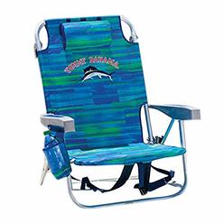 Tommy Bahama 1650033 Backpack Cooler Chair with Storage Pouch and Towel Bar, Blue/Green Patchy