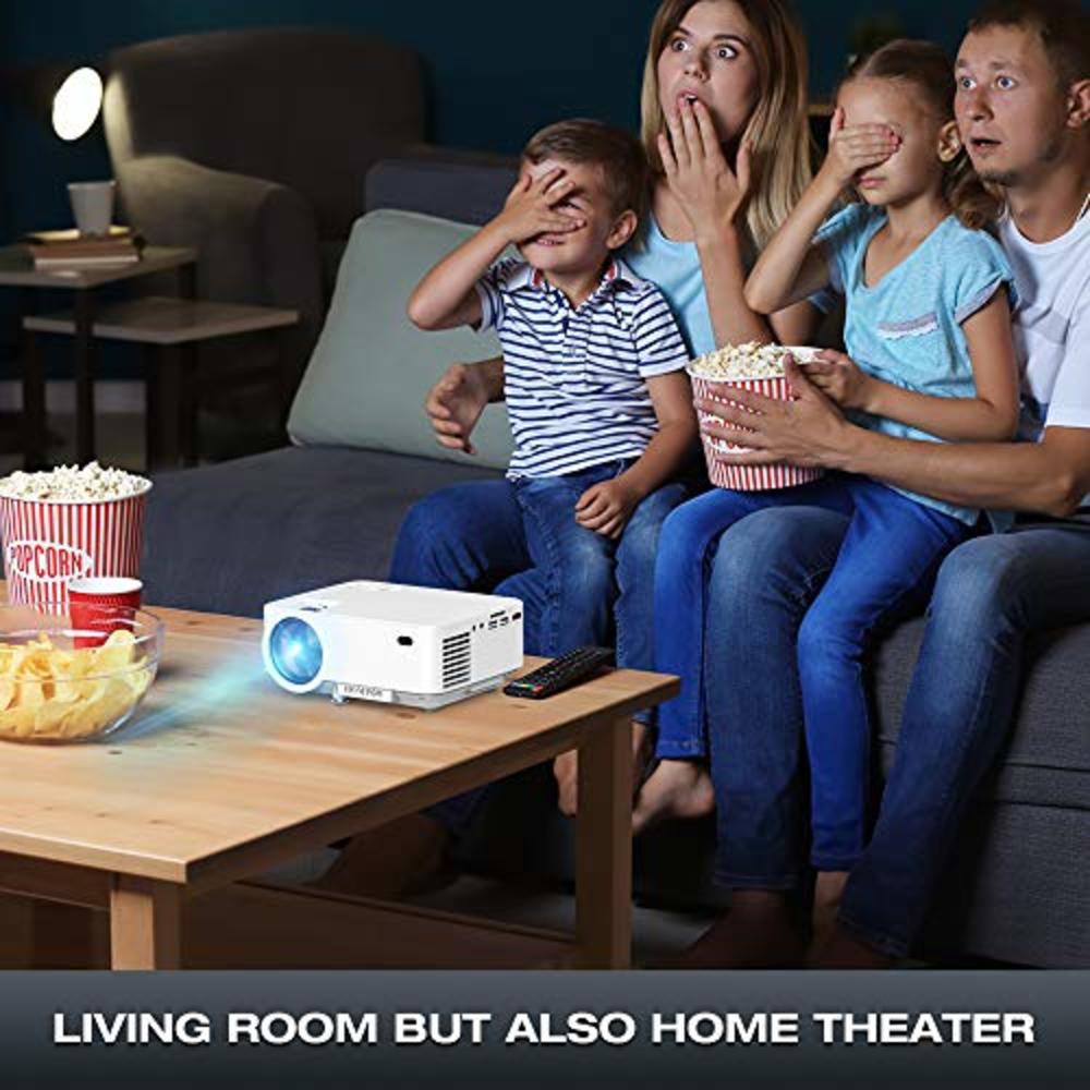 Hompow Mini Projector, HOMPOW 5500L Movie Projector, Smartphone Portable Video Projector 1080P Supported and 176" Display, Compatible w