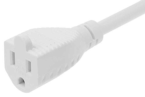 SF Cable 1ft 16/3 AWG Ultra Low Profile NEMA 5-15P Right Angle to NEMA 5-15R Power Cord, White