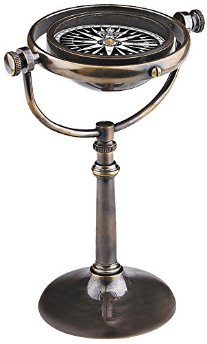 Authentic Models, Collectors Compass Figurine, Hand - Tooled in Admiralty Brass - Antique Bronze Finish