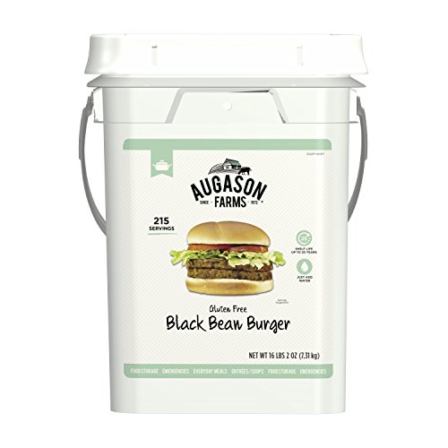 Augason Farms Gluten Free Black Bean Burger 16 lbs 2 oz 4 Gallon Pail