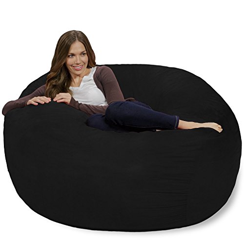 Chill Sack Bean Bag Chair: Giant 4 Memory Foam Furniture Bean Bag - Big Sofa with Soft Micro Fiber Cover - Black