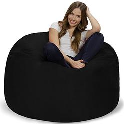 Chill Sack Bean Bag Chair: Giant 4 Memory Foam Furniture Bean Bag - Big Sofa with Soft Micro Fiber Cover - Black