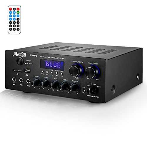 Moukey Home Audio Amplifier Stereo Receivers with Bluetooth 5.0, 220W 2 Channel Power Amplifier Stereo System, w/USB, SD, AUX, M