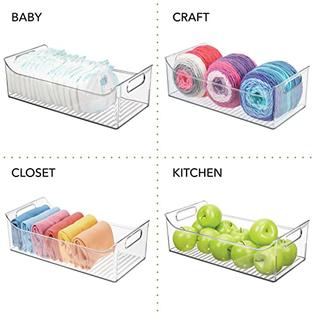 mDesign Portable Nursery Storage Plastic Baby Organizer Storage Caddy Bin  with Handles for Kids/Child Essentials - Holds Diapers