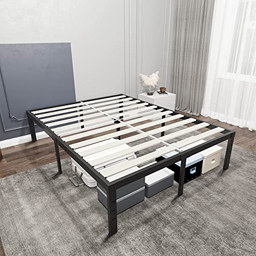 Furntb07s29z4pj Ziyoo King Size Bed Frame No Box Spring Needed 14 Inch Platform With Solid Wooden Slat For Mattress Foundation Support Ziyoo King Size Bed Frame No Box Spring, Bed Frame No Box Spring King