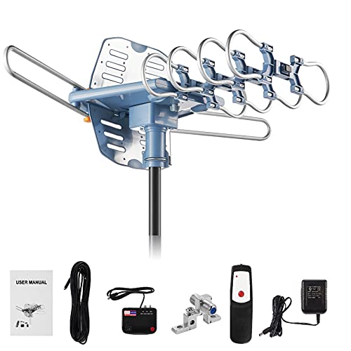 Will Brands WB-2608 WillBrands HDTV Antenna Ampilfied Digital Outdoor  Antenna&4K/1080p High Reception-40FT RG6 Coaxial Cable-150 Miles Range-360  Deg
