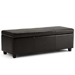 SimpliHome Simpli Home Avalon Faux Leather Storage Bench in Brown