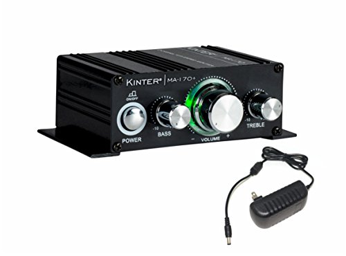 Kinter MA170+ 2-Channel Auto Home Cycle Arcade DIY 2 x 18 W Mini Amplifier Bass Treble RCA Input Audio Mini Amplifier with 12V 3
