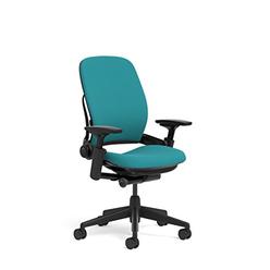 Steelcase Leap Ergonomic Office Chair with Flexible Back | Adjustable Lumbar, Seat, and Arms | Black Frame and Buzz2 Cyan Fabric