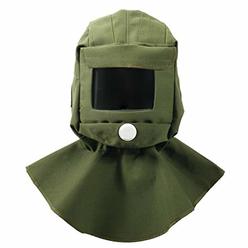 YaeTek Sand Blasting Hood Shawl Cap Sandblaster Mask Face Protective Gear Mask Sandblaster Helmet Anti-dust Hood, Canvas (Green
