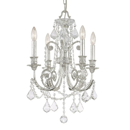 Crystorama Lighting Crystorama 5114-OS-CL-MWP Crystal Accents Four Light Mini Chandeliers from Regis collection in Pwt, Nckl, B/S, Slvr.finish,