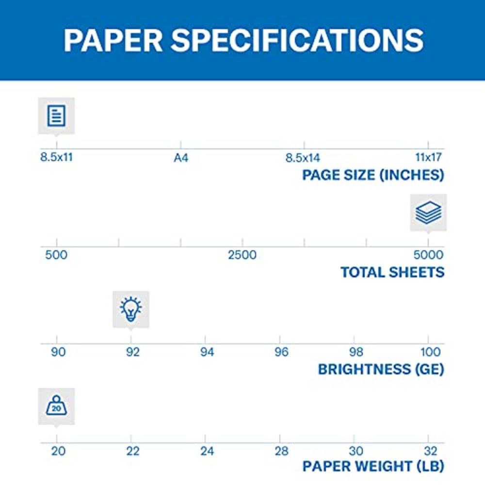 Hammermill Printer Paper, 20 lb Copy Paper, 8.5 x 11 - 10 Ream (5,000 Sheets) - 92 Bright, Made in the USA