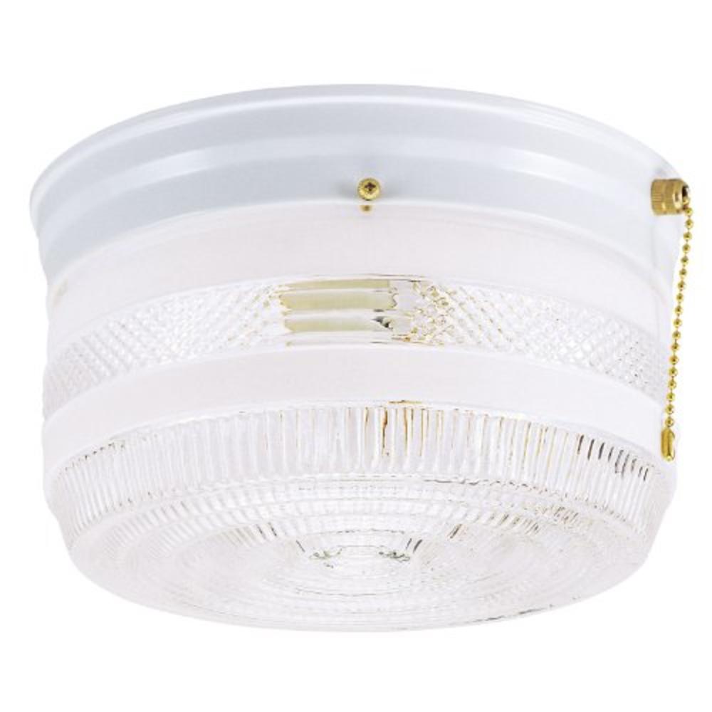 Westinghouse Lighting 6734500 Two-Light Flush-Mount Interior Ceiling Fixture with Pull Chain, White Finish with White and Clear 