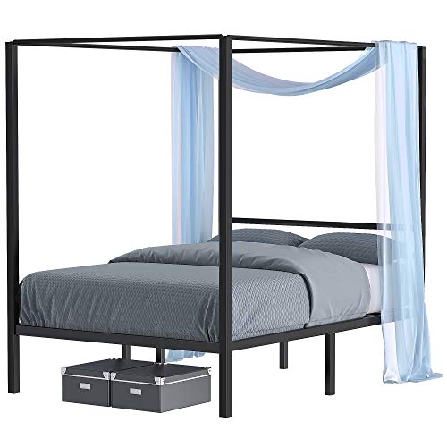 Yitahome Metal Canopy Bed Frame, White Four Poster Twin Bed Dimensions